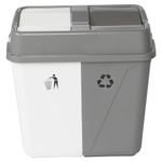 URBNLIVING 40L/60L/100L Duo Kitchen Bin Waste Garbage Can 2 Compartments With Base Connectors (White/Grey, 40 L)