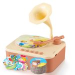 Gnawiew Baby Music Box Toy - Music Recorder Player For Kids Includes 96 Switchable Recordsm, Educational Toy Children's Gramophone - Sensory Toys For Kids Age 3-6 Years(Brown)