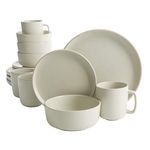 Gibson Home Zuma 16 Piece Round Kitchen Dinnerware Set, Dishes, Plates, Bowls, Mugs, Service for 4, Matte Stoneware, Cream