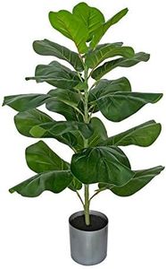 BESAMENATURE 30.5" Little Artificial Fiddle Leaf Fig Tree/Faux Ficus Lyrata for Home Office Decoration, Ships in Silvery Gray Planter