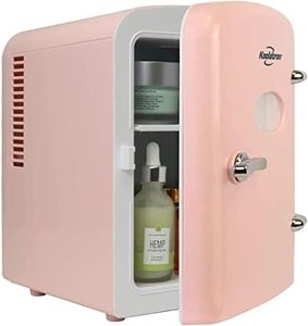 Koolatron Retro 4L 6 Can Portable Mini Fridge, Compact Car Refrigerator, Skincare Cosmetic Beauty Makeup Personal Cooler 12V and AC Cords Desktop Accessory for Bedroom Home Office Travel (Pink)