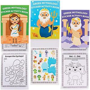 Baker Ross FX613 Greek Mythology Sticker Activity Books - Pack of 8, Sticker Book Party Bag Fillers for Kids