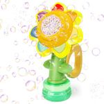 Jovicos Bubble Machine for Kids, Rechargeable Dancing Sunflower Bubble Maker, Light Up Automatic Bubble Blower Toys for Baby Childrens Girls Gift, Bubble Gun Party Favors