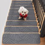 Fixmend Stair Treads Non Slip for Wooden Steps, 8" X 30" (15-Pack) Stair Runner Carpet Treads Indoor with Reusable Adhesive, Stairslide Carpets Rugs Safety Mats for Elders, Kids & Dogs, Grey