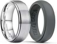 King Will Silicone Wedding Ring For Men 157, R 1/2(59.53mm), Silicone, No Gemstone, Tungsten Silicone,Dark Grey