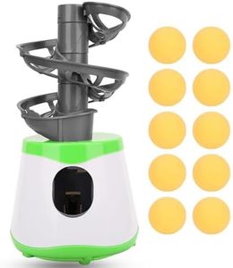 HERCHR Table Tennis Automatic Launcher, Table Tennis Robot Ping Pong Ball Machine with 10 Tennis Trainer Balls Automatic Launcher Training Machine