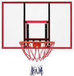 Ktaxon 43.3 Inch Wall Mounted Basketball Hoop, PC Backboard Goals with All Weather Net, Wall-Mounted Backboard and Rim Combo Kit for Outdoor & Indoor