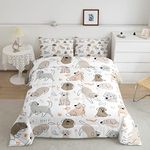 Kawaii Dogs Comforter Set,Lovely Animals Bedding Set for Kids Girls Women,Adults Cartoon Paws Comforter,Watercolo Graffiti Quilted Duvet Set Bedroom Collection Twin Size 2Pcs