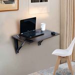 QARA Wall Mounted Wall Table Folding/Foldable Table Bracket-100% Made In India.16X 24 Inches | Wall Table-Dark Oak, Brown