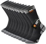 Niorasen Merino Wool Hiking Crew Socks for Men & Women, Thick Cushioned Anti-Blister, Moisture-Wicking, Seamless, 5 Pairs