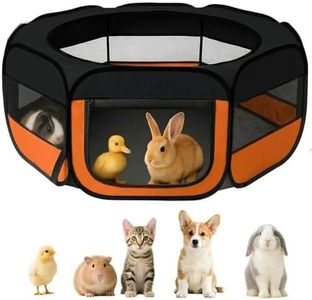 UWE Extra Large Small Animal Playpen, XL Portable Pet Playpen for Rabbit, Kitten, Guinea Pig, Hamster, Puppy – Waterproof Foldable Mesh Tent with Zipper Cover, Indoor Outdoor Use, Orange