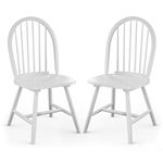 WATERJOY 18 Inch Wood White Dinning Chairs Set of 2, High Back Spindled Rubberwood Winsome Seating Chair for Kitchen Living Room Farmhous