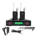 MX UHF Dual Wireless Saxophone Microphone System – 2 Bodypack Transmitters, 200 Channels, Digital Display – Saxophone Microphone Wireless Mic for Live Performance & Studio Use