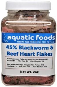 45% Blackworm Flake & Beef Heart Flake Mix for Discus, Cichlids, All Tropical Fish. Aquatic Foods Premiun Flakes…2oz Small Jar
