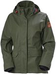 Helly-Hansen Women’s Luna/Gale Waterproof Rain Jacket with Adjustable Packable Hood in Collar, Pockets, and Neoprene Cuffs, Army Green X-Small