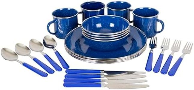 Stansport Deluxe 24-Piece Enamel Tableware Set - Blue (11220)