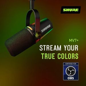 Shure MV7+ Podcast Microphone – Black USB/XLR Dynamic Mic