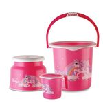 Cello Kidzbee Unicorn Splash Bathroom Set | Sturdy and Durable | Lightweight and Rigid | Easy to Clean and Attractive Design | Pink, Set of 3