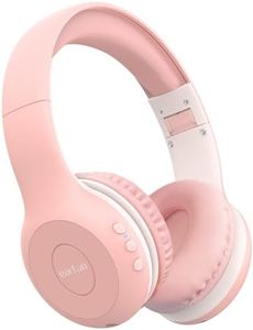 EarFun Kids Bluetooth Headphones, K2 Kids Headphones with Volume Limited, 40H Playtime, Bluetooth Headphones with Mic, Stereo Sound, Foldable Over-Ear Headphones for Kids/School/Travel/iPad Pink