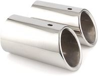 2 PCS/Set SHLPDFM Chrome Stainless Steel Silver Exhaust Tail Muffler Tip Pipe Silver 75mm