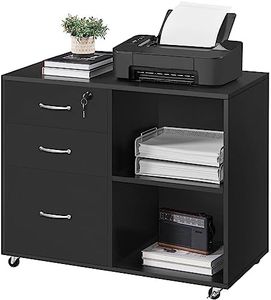 Yaheetech File Cabinet Mobile Letter Size File Organization Unit Mobile Lateral Filing Cabinet Printer Stand for Home and Office,Black