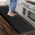 Carvapet Non Slip Kitchen Mat Anti Fatigue Standing Mats Cushioned Comfort Kitchen Floor Mats PVC Waterproof Runner Rug for Standing Desk, Kitchen, Office (Black,44x152cm)