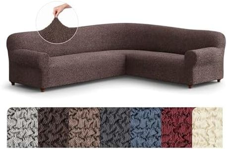 PAULATO BY GA.I.CO. Corner Sectional Couch Cover - Extra Large L-Shape Couch Slipcover - Washable Polyester Sofa Covers - 1-Piece Form Fit Furniture Protector - Mille Righe - Brown (Corner Sofa)