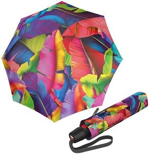 Knirps T.200 Medium Duomatic Automatic Open Close Rain Umbrella - Compact Windproof Umbrella for Rain - Travel Umbrella for Adults - 98cm Diameter Retractable Umbrella & Carrying Case, Palm Multicolor