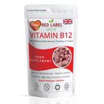 Red Label Health Vitamin B12 Tablets High Strength 1000mcg for Men & Women, Pack of 400 Tablets (1+ Year Supply), Methylcobalamin B12 Vitamin for Tiredness and Fatigue, Vegetarian, Vegan