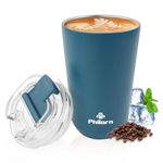 Philorn Coffee Mug, 380ml Insulated Coffee Mug with Lid- Leakproof Travel Mug for Hot and Cold Drinks, Blue Coffee Tumbler with Double Wall, Vacuum Stainless Steel Travel Coffee Mug