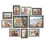 SONGMICS Picture Frames with 16 Mats, Set of 10, Collage Photo Frames with Two 8x10, Four 5x7, Four 4x6 Frames, Maroon Brown, Heather Greige, Ash Black URPF049K04