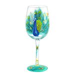 NymphFable Peacock Gifts Hand Painted Wine Glass 15oz Colorful Wine Glasses Personalised Birthday Peacock Gift for Women