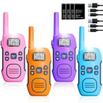 NXGKET Walkie Talkies for Adults Kids, 4 Pack Walkie Talkie Long Range 5 km, Rechargeable 2 Way Radio with 1200mAh battery, 16 Channels Radio, VOX-Hands free, LED Flashlight for Outdoor Camping Hiking