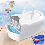 AIGUMI Portable Bubble Machine, 20000+ Bubbles Per Minute, Ultra Durable Bubble Machine for Kids/Toddlers, Batteries or Plugin Operated Bubble Toys for Indoor Outdoor Wedding Birthday Party (White)