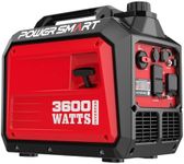PowerSmart 3600W Portable Inverter Generator, Whisper Quiet Generator for Home Use, Camping, RV Ready, Gas Powered, Black & Red, Lightweight & Compact Design