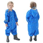 Kids Toddler Rain Suit for boys girls One Piece Hoodie Zipper Waterproof Rain Jacket 2-5 years M Size