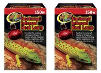 (2 Pack) Zoo Med Red Infrared Heat Lamp, 150 Watts