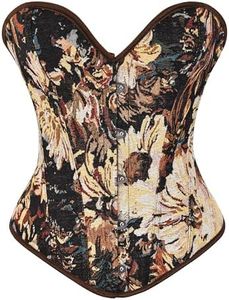 YUNAR Women's Floral Lace Corset Bustier (US, Alpha, XX-Large, Regular, Regular, Vintage Floral)