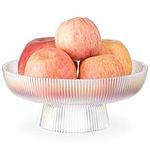 Navaris Glass Fruit Bowl - Decorative Fluted Coloured Glass Bowl for Fruit Snacks Sweets - 26cm / 10.2" Diameter Table Centrepiece Dish - Rainbow Tinted Glass