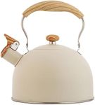 Whistling Tea Kettle for Stove Top, 85 OZ / 2.5 Liter Stainless Steel Whistling Teapot, Loud Whistle Kettle with Wood Grain Handle for Gas, Electric, Induction, and Ceramic Stovetops