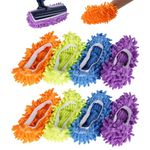 M-jump 8 PCS 4 Pairs duster Mop Slippers Shoes Cover, Multi Function Chenille Fibre Washable Dust Mop Slippers Floor Cleaning Shoes for Bathroom, Office, Kitchen, House Polishing Cleaning