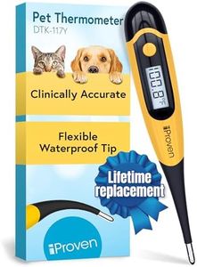 iProven Dog & Cat Thermometer for Accurate Fever Detection, Comfortable Flexible Tip, Waterproof Pet Thermometer, Fast Readings in 20 sec, Whelping and Veterinary Supply, DTK-117Y