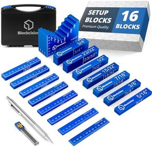 Blockcision Setup Blocks Woodworking Tools - Height Gauge Block Set with Easy Block, Precision Ruler-Marked Bars and Case - Aluminum Setup Bars for Router and Table Saw Accessories (16 Blocks)