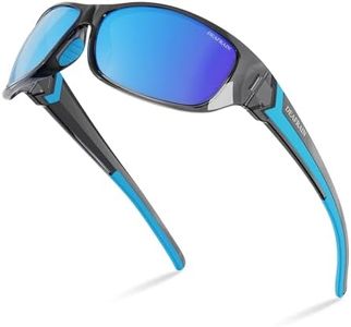DEAFRAIN Polarized Sports Sunglasses for Men Women Fishing Driving Cycling Running Baseball Golf Blue Glasses UV Protection