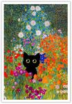 Gustav Klimt Canvas Wall Art Famous Oil Paintings Garden Flower Black Cat Poster Funny Cat Floral Print Colorful Abstract Farmhouse Gallery Aesthetic Room Decor for Bedroom Bathroom 12x16in Unframed