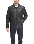 Dockers Men's Faux Leather Jacket (Standard and Big & Tall), Black w. Chest Zip, Large