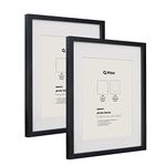 Q.Hou A3 Black Photo Frame Set of 2 with Mat, Mount for A4 Picture or Certificate, Perspex Front for Wall Decor (005UK-QH-PFA3-BK)