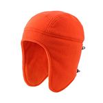 Home Prefer Mens Womens Warm Fleece Beanie Earflap Winter Hat Outdoor Winter Cap, Orange, Large