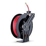 ReelWorks Retractable Air and Water Hose Reel - 3/8" x 50' Heavy Duty Steel Construction - 300 PSI Max Pressure with Flex Hybrid Polymer Hose - Multi-Purpose Wall/Ceiling Mount for Garage & Shop