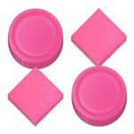 Live It Up! Party Supplies Solid Hot Pink Paper Dinner Plates and Luncheon Napkins (Serves 16)